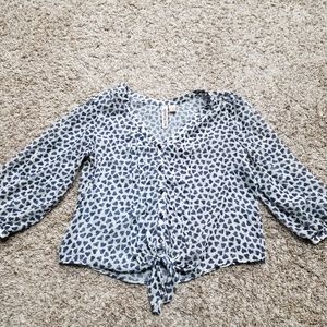 Eyeshadow sheer blouse with blue hearts